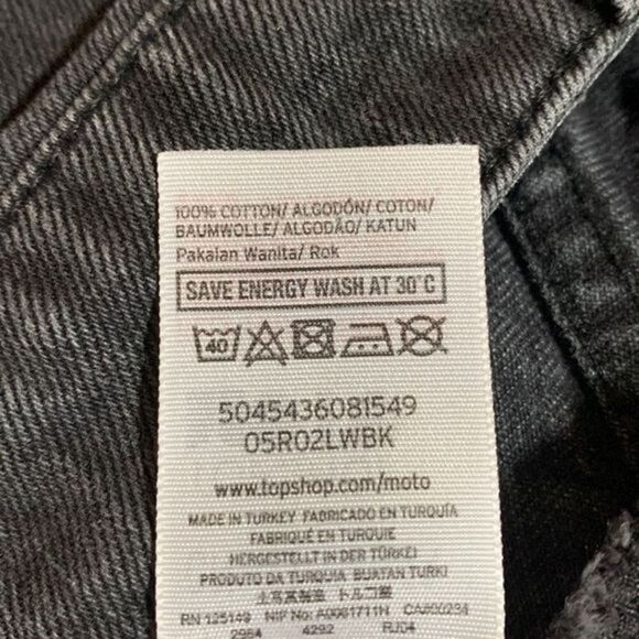 Topshop Moto Faded Black Frayed Mini Denim Skirt - Picture 11 of 11